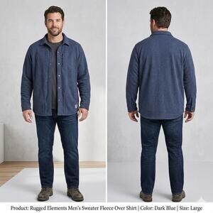 Rugged Elements Men's Sweater Fleece Over Shirt Dark Blue Large